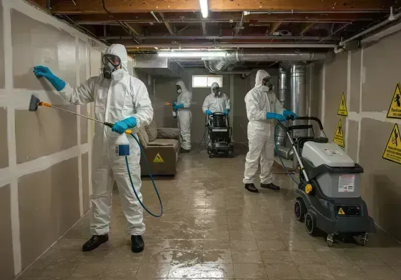 Basement Moisture Removal and Structural Drying process in Wallis, TX